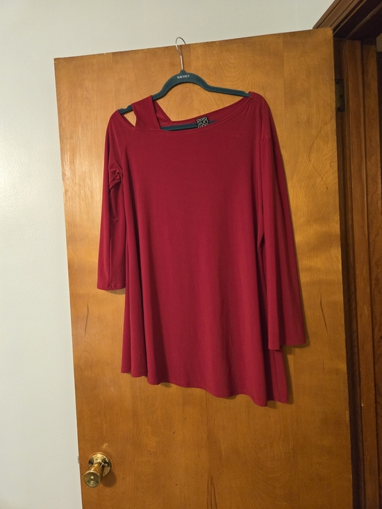 Clara Sun Woo Tops - Clara Sun Woo Red Long Sleeve Open Shoulder Top Size XL